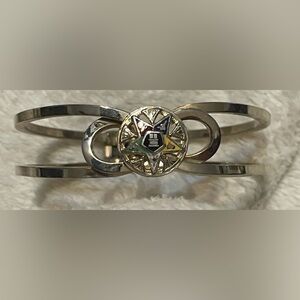 Vintage 50's Masonic Order of Eastern Star Gold Tone W/Enamel Clamper Bracelet